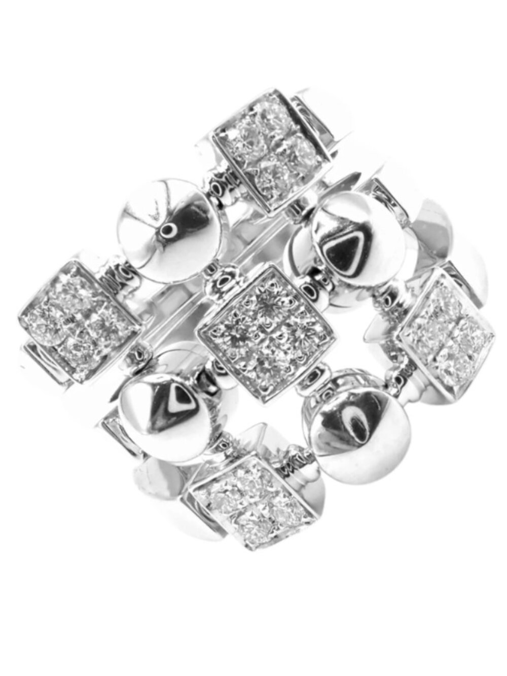 Authentic! Bvlgari Bulgari 18k White Gold Lucea Diamond Band Ring Paper